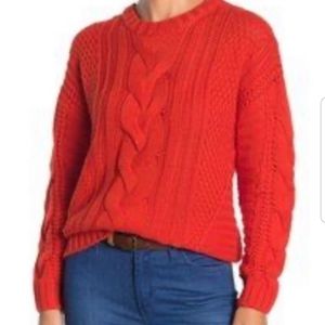 One A Riot Orange Cable Knit Sweater SZ M NWT